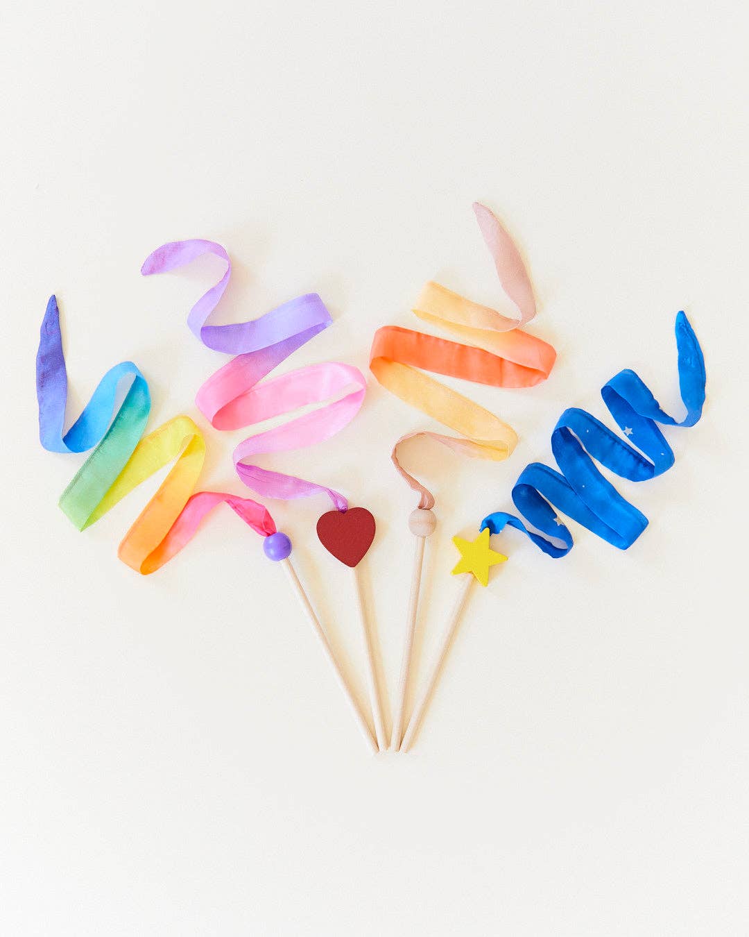 Sarahs Silk Mini Blossom Streamers - Silk & Wood Wand - - MamaMilla