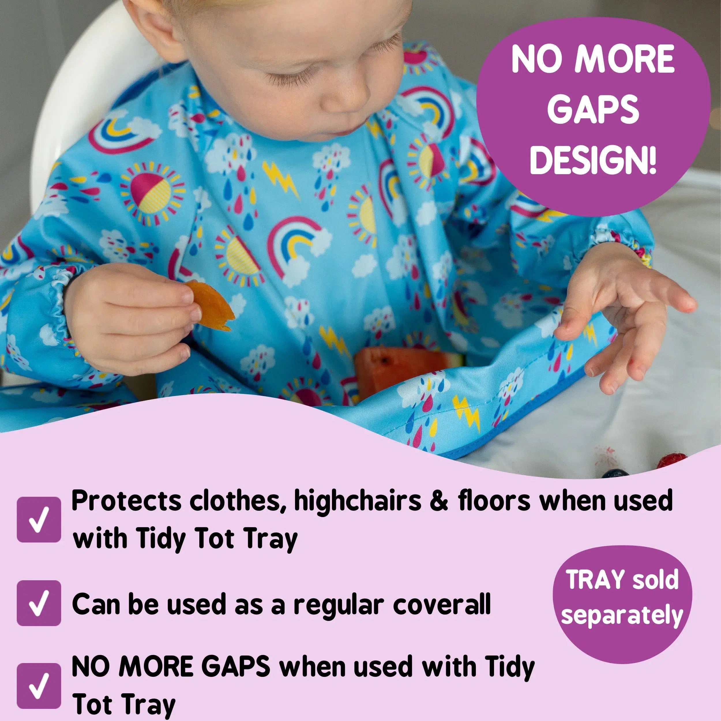 Tidy Tot Slab met korte mouwen voor dienblad - Rainbows - Slab zonder mouwen - MamaMilla