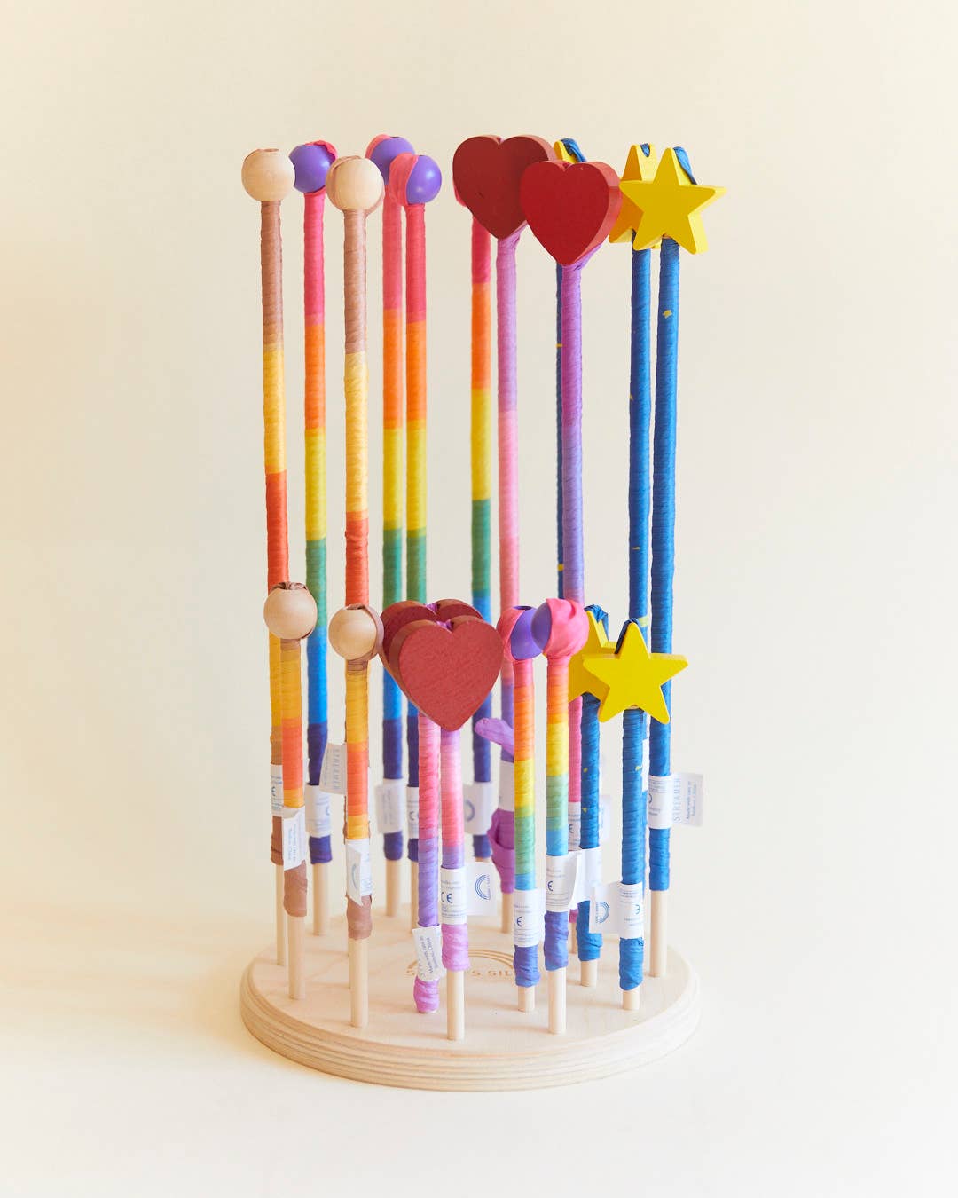Sarahs Silk Boho Rainbow Silk & Wood Streamer - Wand for Pretend Play - - MamaMilla