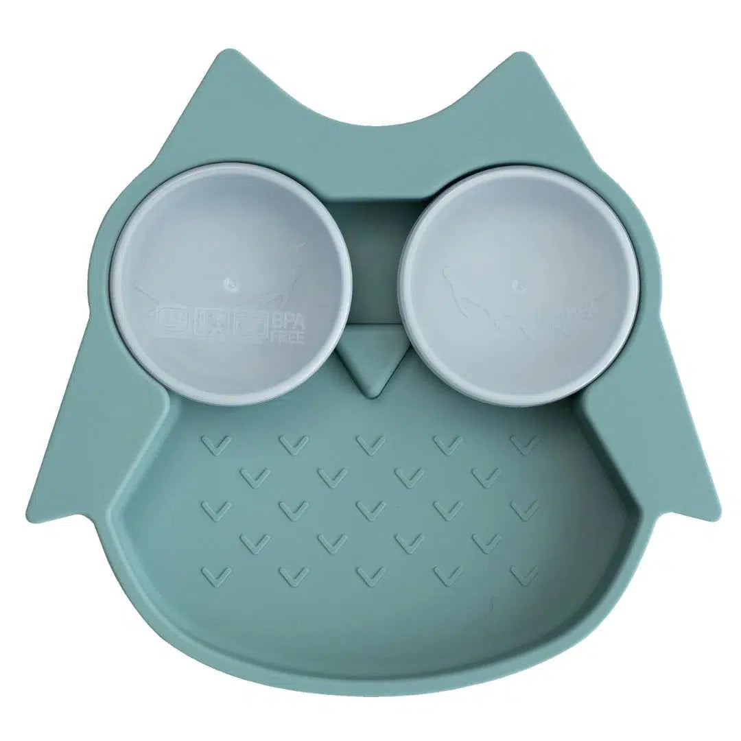Tidy Tot Slab, Bord en Lepel - SET - Uil - Slab met mouwen - MamaMilla