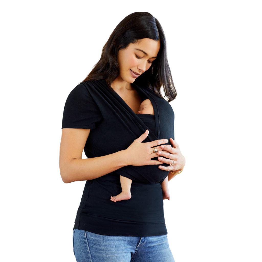 Moby Top met ondersteuning en Wrap t-shirt Bump & Beyond - Zwart - Stretch wrap - MamaMilla