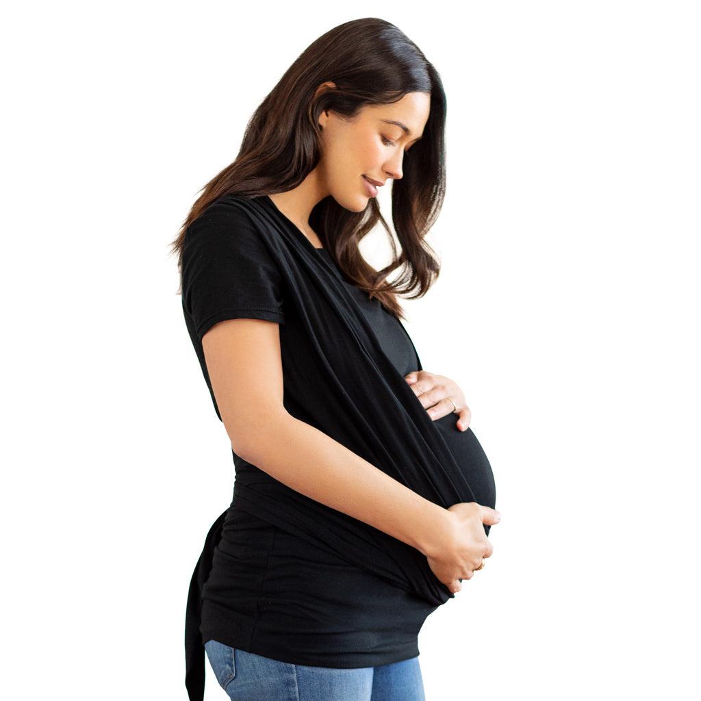 Moby Top met ondersteuning en Wrap t-shirt Bump & Beyond - Zwart - Stretch wrap - MamaMilla