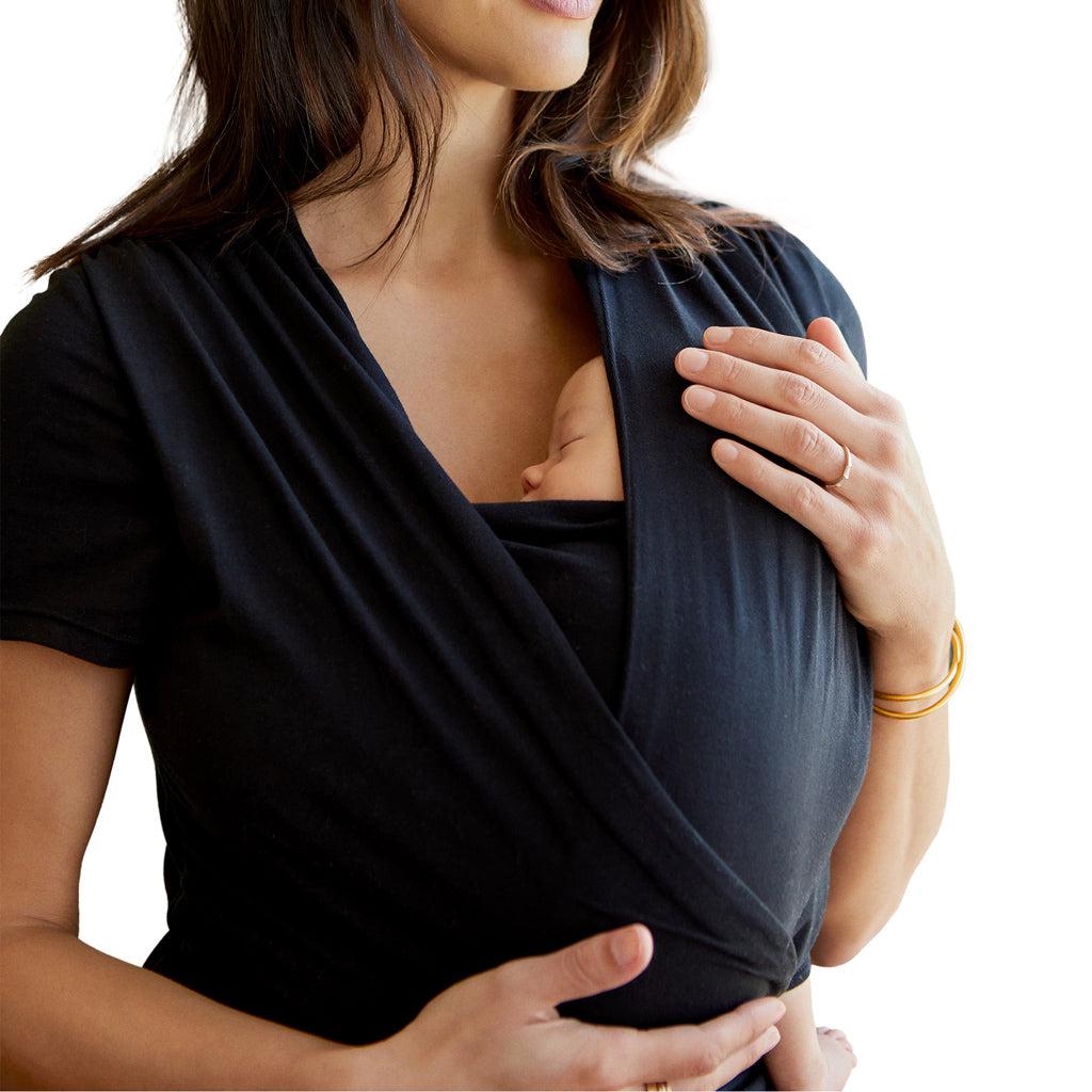 Moby Top met ondersteuning en Wrap t-shirt Bump & Beyond - Zwart - Stretch wrap - MamaMilla