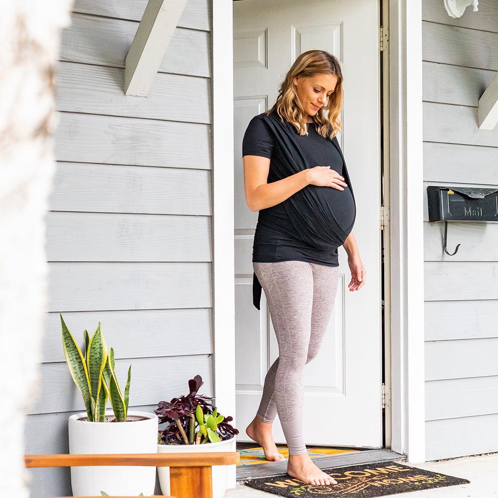 Moby Top met ondersteuning en Wrap t-shirt Bump & Beyond - Zwart - Stretch wrap - MamaMilla