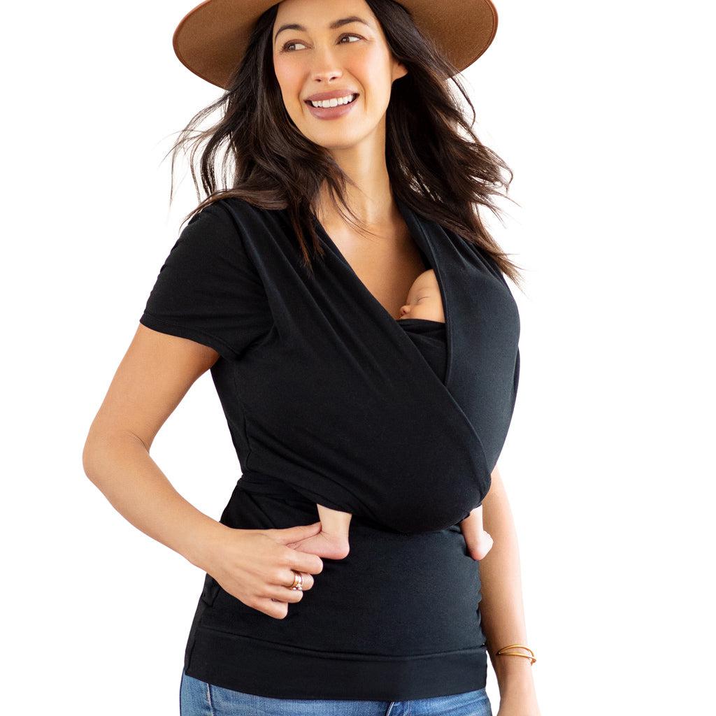 Moby Top met ondersteuning en Wrap t-shirt Bump & Beyond - Zwart - Stretch wrap - MamaMilla