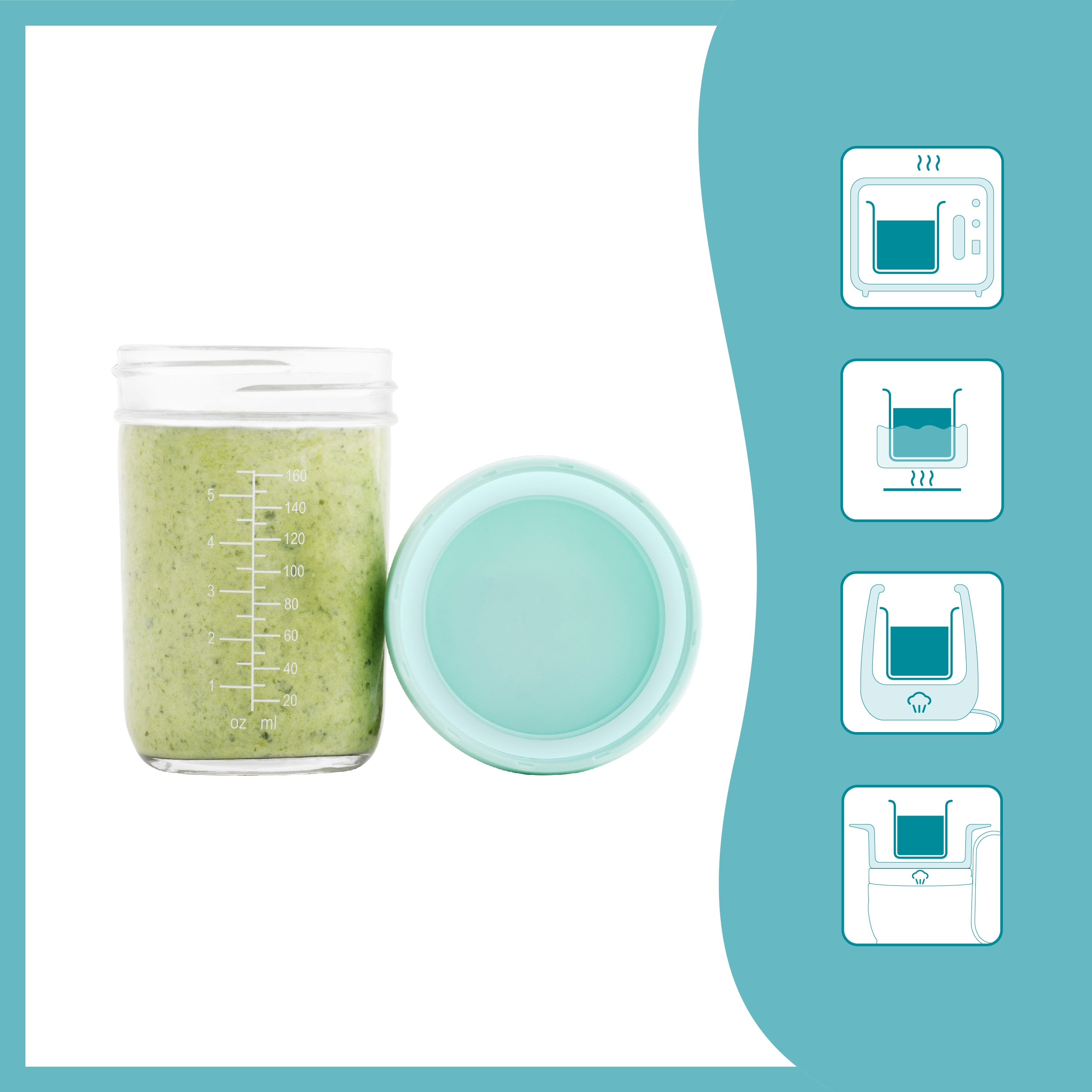 Babymoov glazen emmers (4 stuks) - 240ml - Pap - MamaMilla