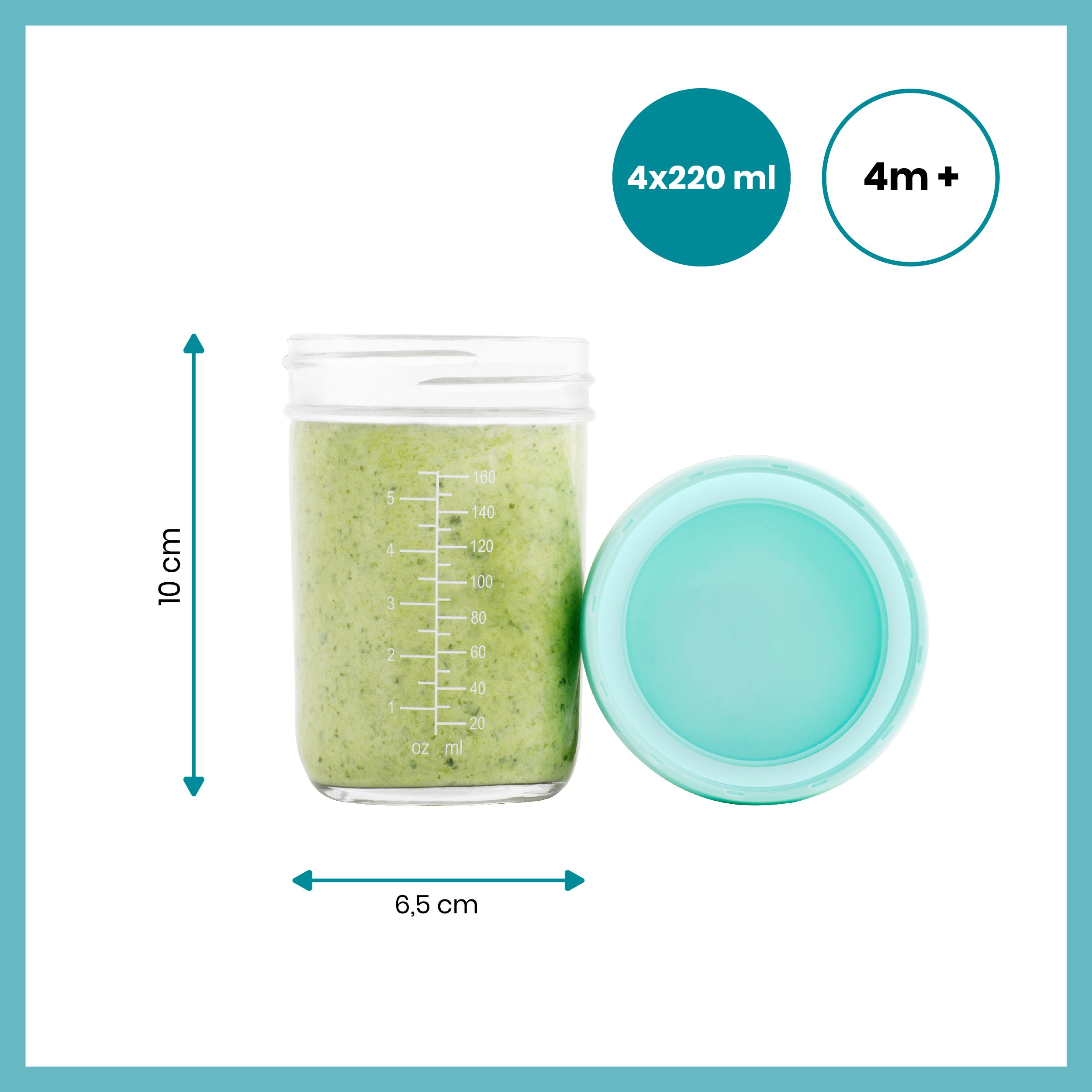 Babymoov glazen emmers (4 stuks) - 240ml - Pap - MamaMilla