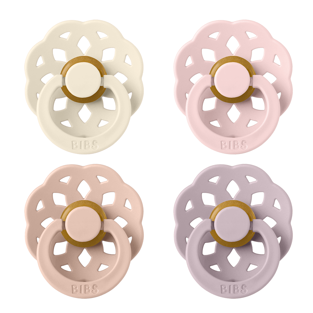 BIBS Colour rund sut str. 2, latex – Ivory/Blush/Woodchuck (4-pack) - MamaMilla