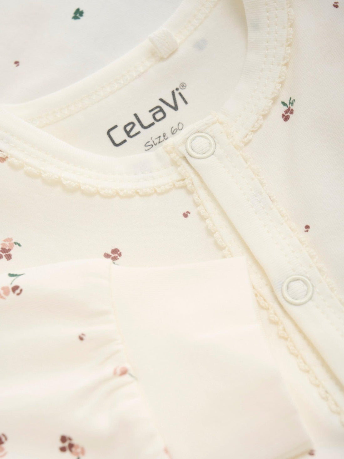Celavi Onesie kanten rand - Bloemen - Rose Brown - Onesie - MamaMilla