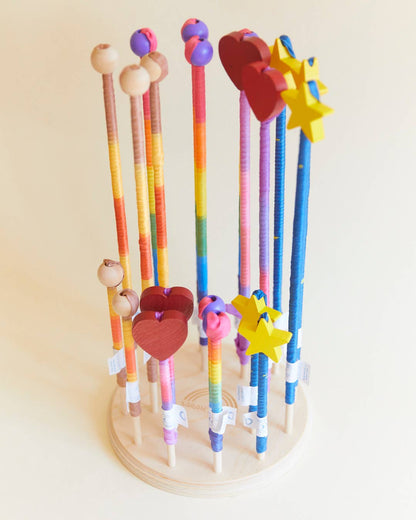 Sarahs Silk Boho Rainbow Silk &amp; Wood Streamer - Wand for Pretend Play - - MamaMilla