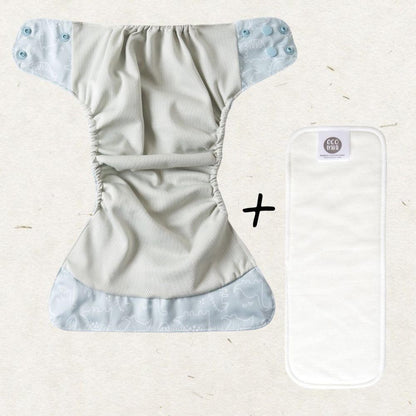 One Size Coolmax Pocket Diaper. Sage - - MamaMilla