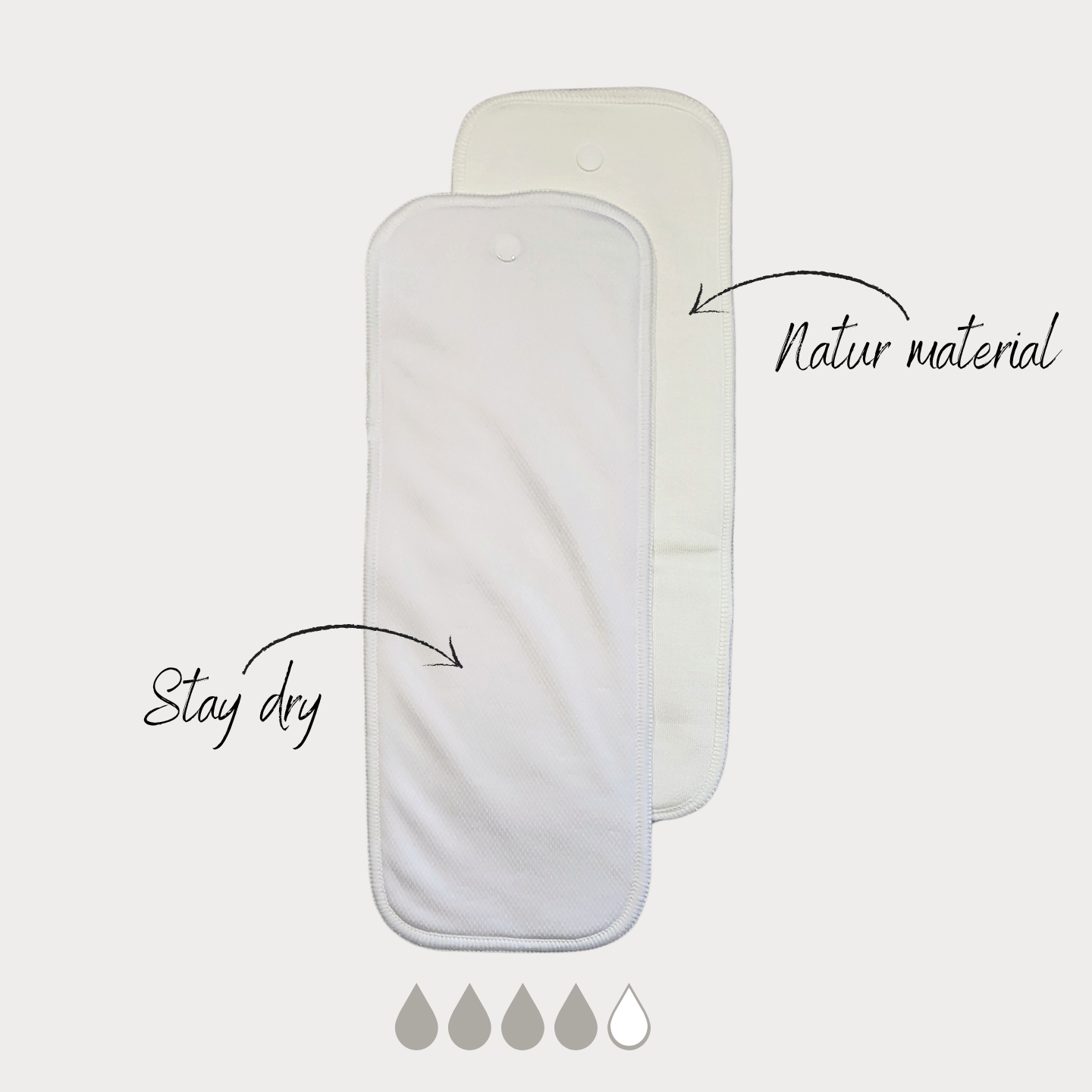 Inlägg knapp 2-knapp (Stay-dry) - Inlägg till tygblöjor - MamaMilla
