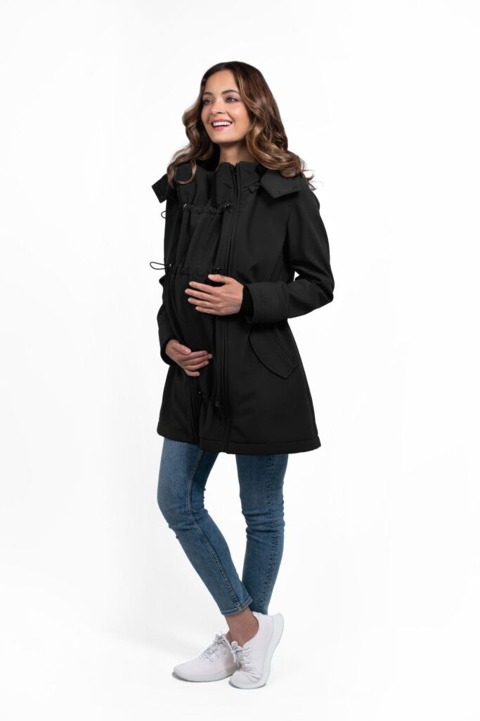 Wombat &amp; Co. 4-in-1 softshell overgangsjack voor zwangere vrouwen/draagjack - Zwart - - MamaMilla