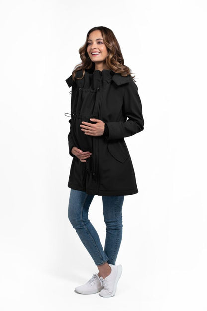 Wombat &amp; Co. 4-in-1 softshell overgangsjack voor zwangere vrouwen/draagjack - Zwart - - MamaMilla