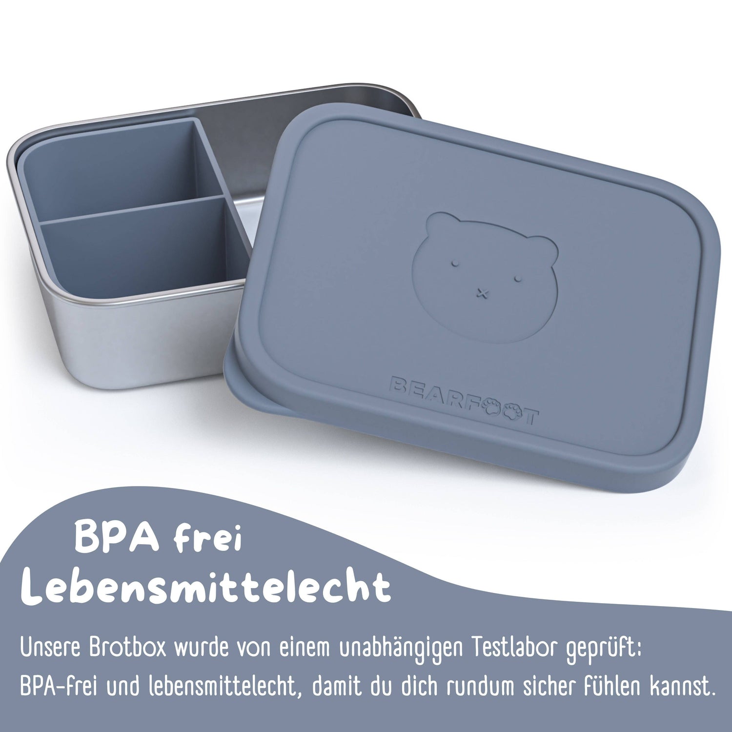 BEARFOOT Lunchbox aus Bento-Stahl mit 4/6 Fächern (verstellbar) – Blau: 700 ml – Lunchbox – MamaMilla