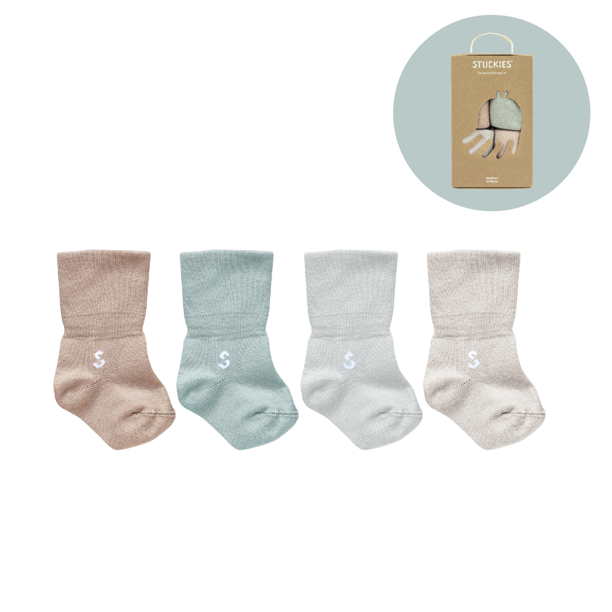 STUCKIES strumpor för nyfödd med sömlös tå och "stay on" - 4-pack - Tides - Strumpor - MamaMilla