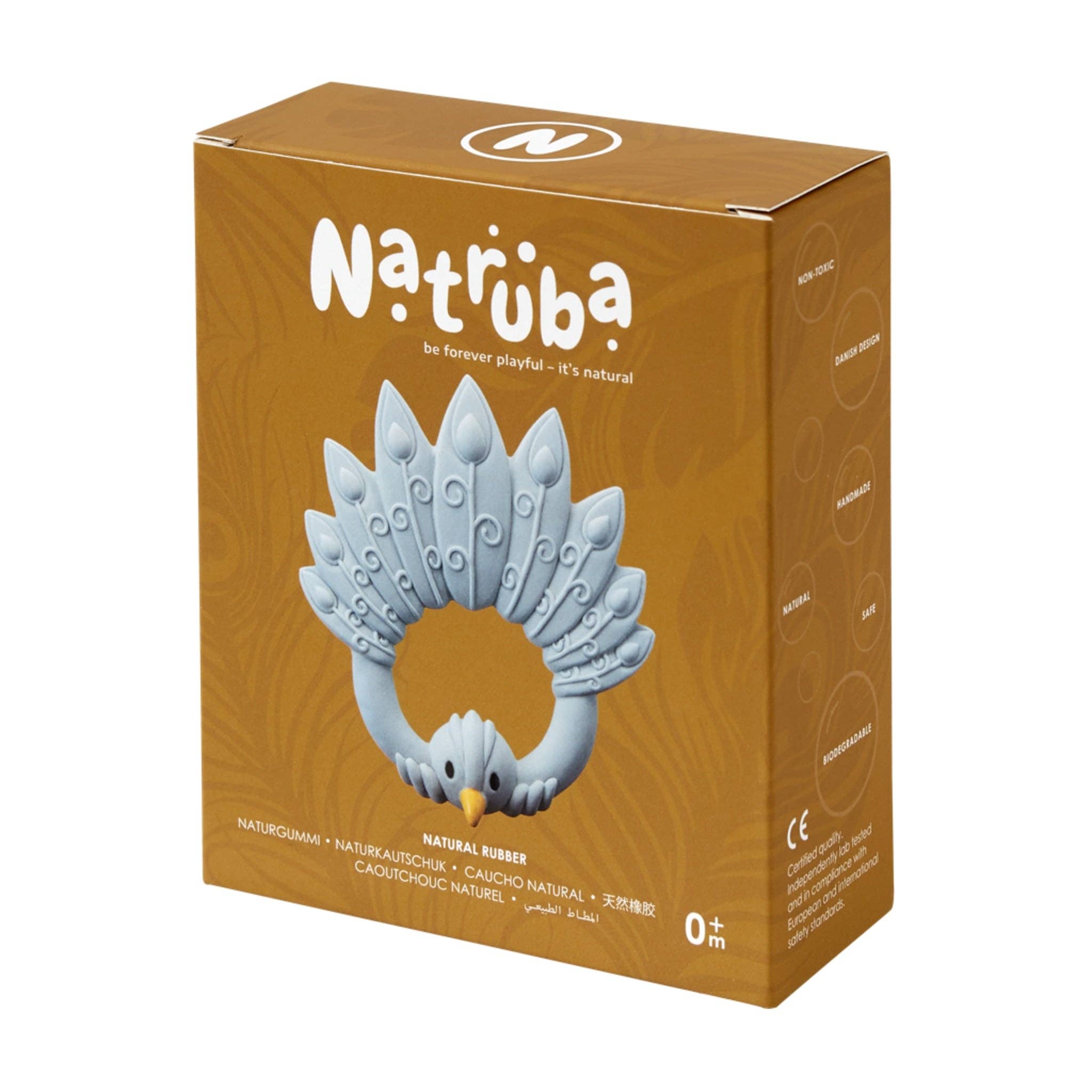 Natruba bidering i naturgummi - Påfugl-Lyseblå - Bidering - MamaMilla