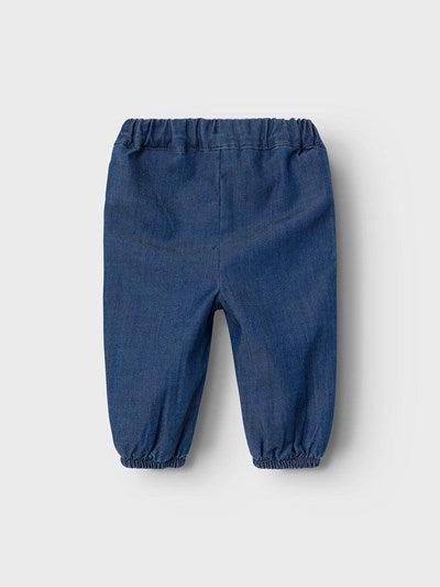 Name it mjuka baggy jeans med krusiduller/broderier - Bella - Mörkblå Denim - Byxor - MamaMilla