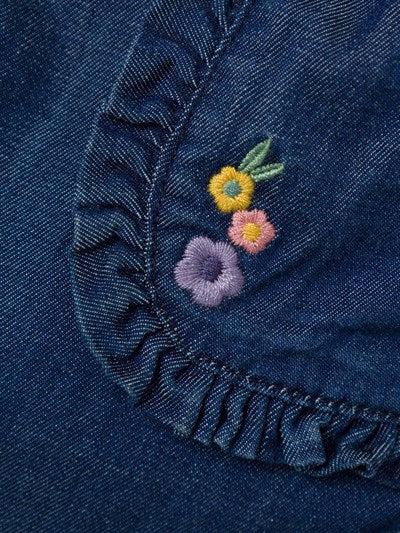 Name it mjuka baggy jeans med krusiduller/broderier - Bella - Mörkblå Denim - Byxor - MamaMilla