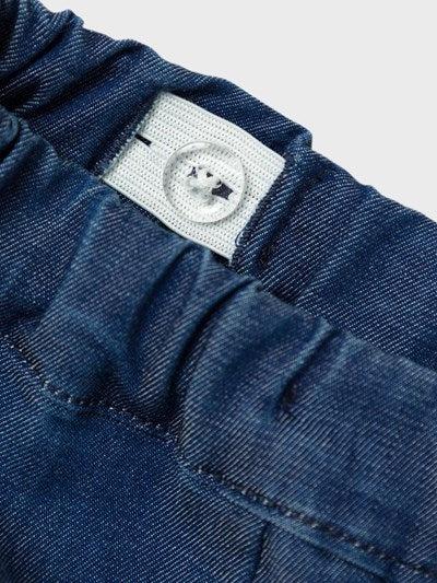 Name it mjuka baggy jeans med krusiduller/broderier - Bella - Mörkblå Denim - Byxor - MamaMilla