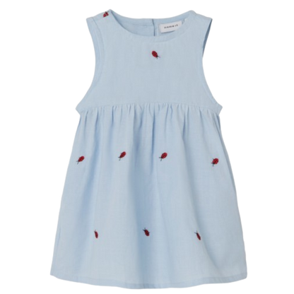 Name it Spencer Jurk - Ferilla - Ladybird - Chambray Blauw - Jurk - MamaMilla