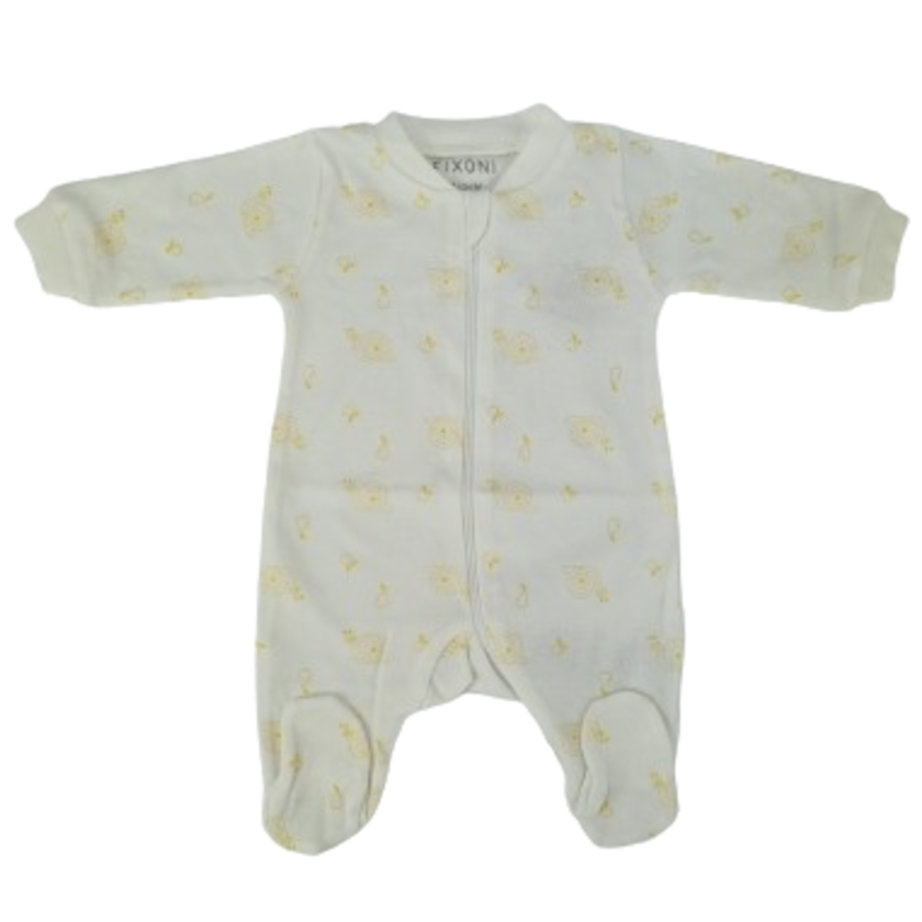 Fixoni jumpsuit/nachtpakje met voetjes - Nieuw Nadja - Slak - Wit - Jumpsuit - MamaMilla
