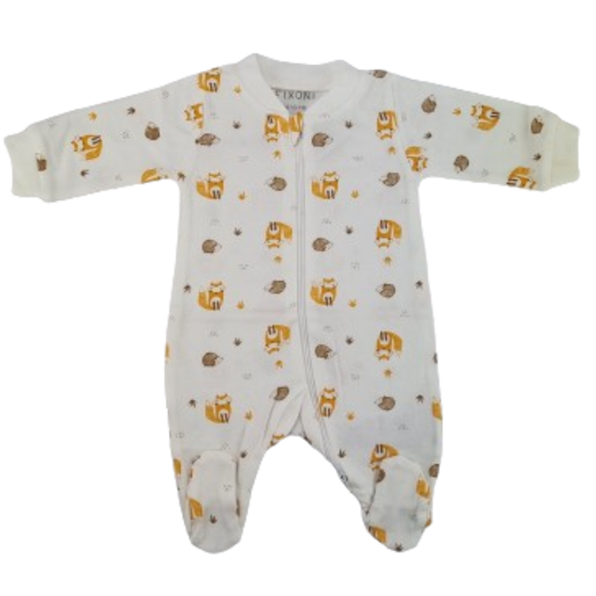 Fixoni jumpsuit/nachtpakje met voetjes - Nieuw Nadja - Bosdier - Wit - Jumpsuit - MamaMilla