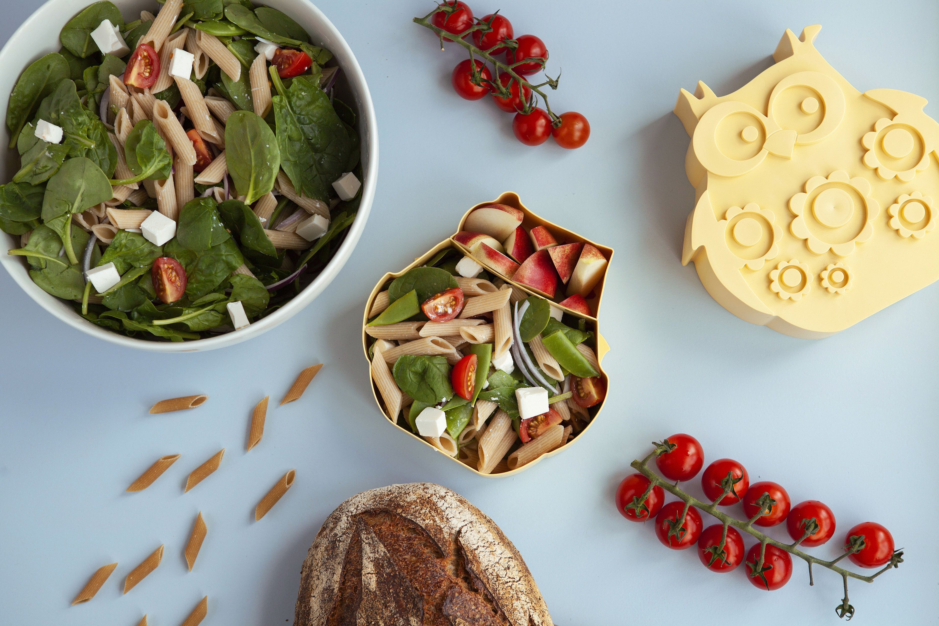 BLAFRE Lunchbox Met 2 Vakken - Uil - Lichtgeel - Lunchbox - MamaMilla