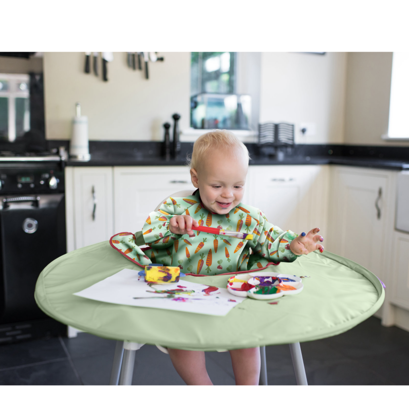 Tidy Tot Slab en Dienblad - SET - Salie Groenten - Slab met mouwen - MamaMilla