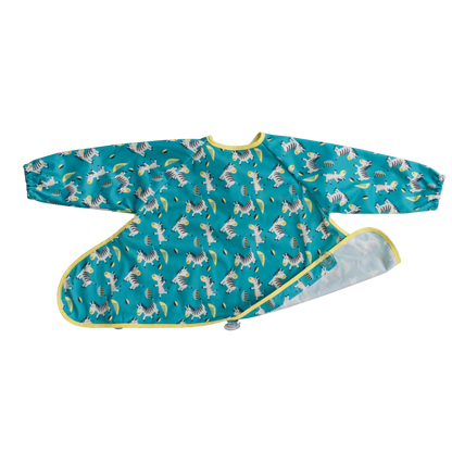 Tidy Tot Slab met Zuignap (lange mouwen) - Turquoise Zebra - Slab met mouwen - MamaMilla