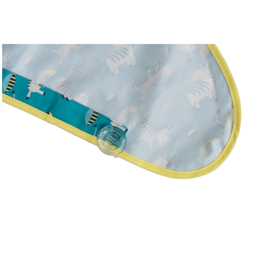 Tidy Tot Slab met Zuignap (lange mouwen) - Turquoise Zebra - Slab met mouwen - MamaMilla