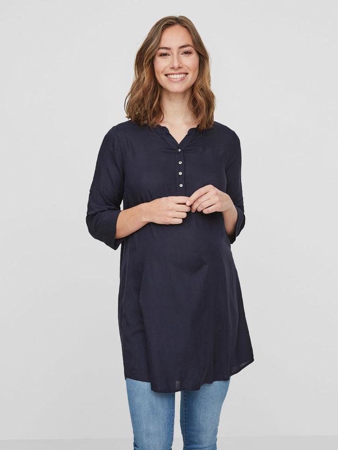 Mamalicious Geweven Tuniek - Donkerblauw - Zwangerschapskleding - MamaMilla